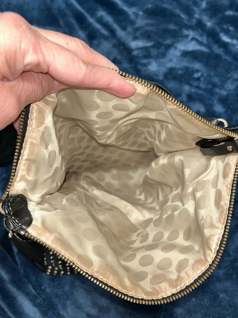 kate spade Black Leather Purse with White Polka Dot Panel